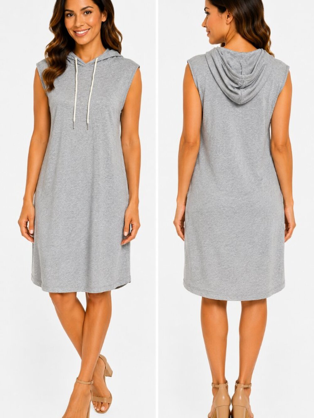 Women’s Gray Sleeveless Hooded Lounge Dress Size XL